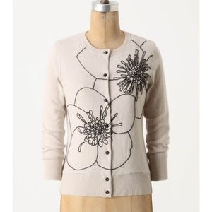Anthropologie | Tabitha tan embroidered sweater